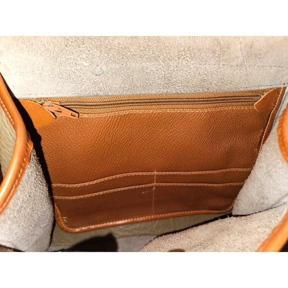 Dooney & Bourke Vintage Pebbled Leather Suede Satchel Crossbody Tan Brown USA - Picture 6 of 16